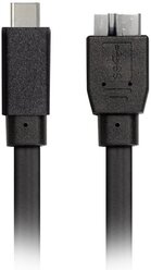 Кабель SmartBuy USB3.1 Micro B (Male) - Type C (Male), 20 см, плоский, черный