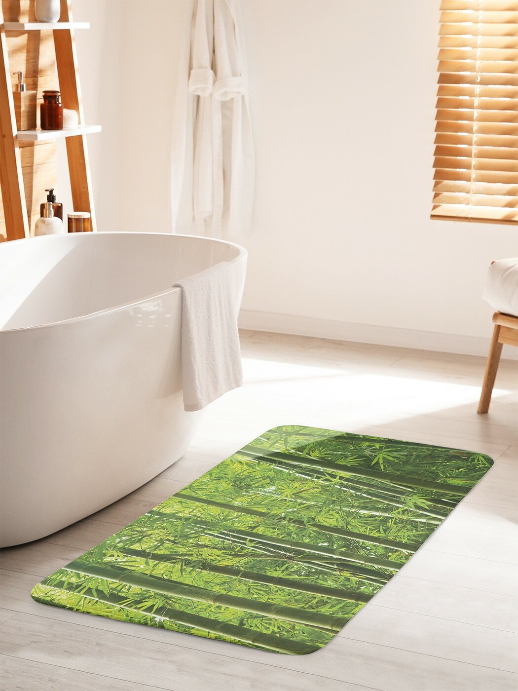 Коврик для ванной комнаты и туалета противоскользящий JoyArty "Плотный бамбук" 60х100 см