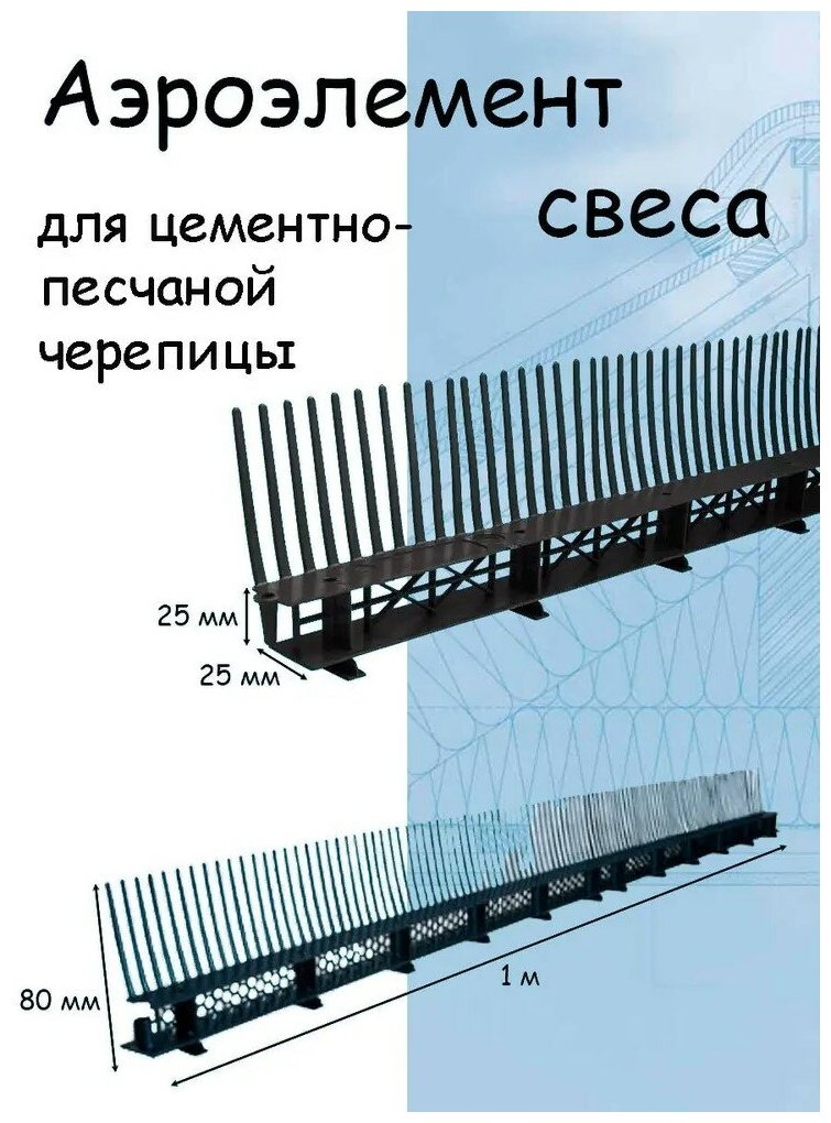 Аэроэлемент свеса с решеткой 10 штук (ресничка) 0,08х1м - фотография № 1