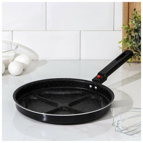 Сковорода-оладница «Вафли-сердце», d=26 см, съёмная ручка, антипригарное покрытие, цвет чёрный