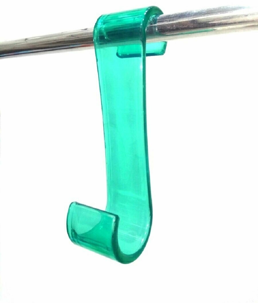 Пластиковый S- образный крючок Primanova M-B26-24 для ванной цвет прозрачно-зеленый материал ABS пластик размер 38x31x13  вид крепления подвесное