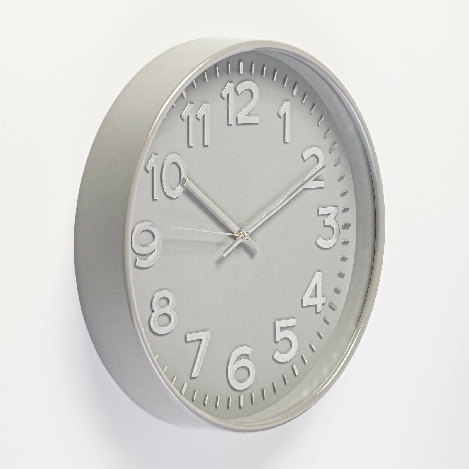 Настенные часы Troykatime, D30 см, пластик, цвет серый - фото №3