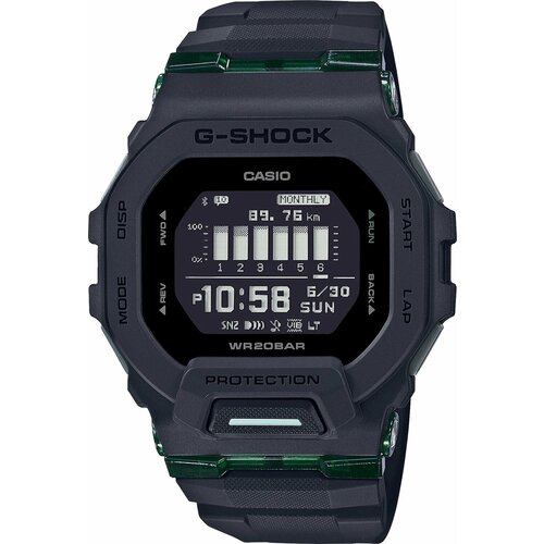 Наручные часы CASIO G-Shock GBD-200UU-1, черный, зеленый наручные часы casio g shock gbd 100 2e синий