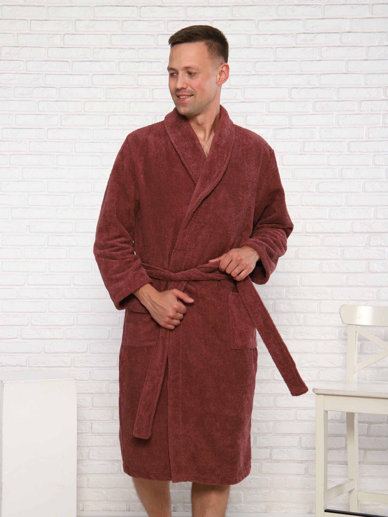 Халат мужской махровый, халат банный, домашний халат - фотография № 4