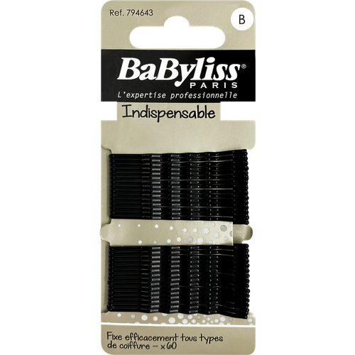 Заколки-невидимки для волос BABYLISS PARIS черные, 60шт