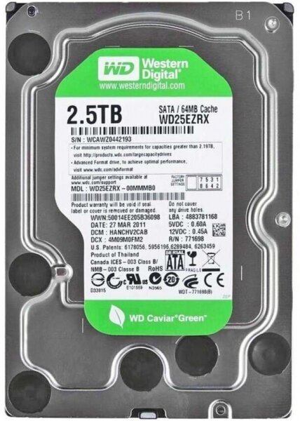 Жесткий диск Western Digital WD25EZRX 2,5Tb IntelliPower SATAIII 3.5" HDD