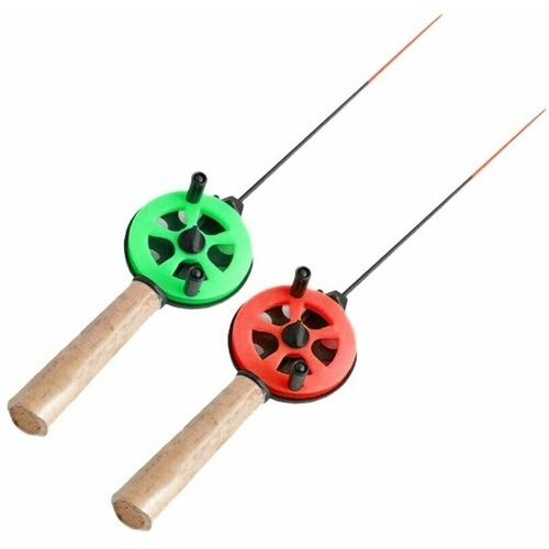 фото Набор зимних удочек 2 шт "профи" уп-2 с пробковой ручкой / для зимней рыбалки / удочка с катушкой три кита