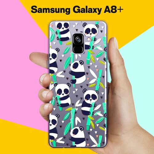 жидкий чехол с блестками панда на бамбуке на samsung galaxy a8 самсунг галакси а8 плюс 2018 Силиконовый чехол на Samsung Galaxy A8+ Панда / для Самсунг Галакси А8 Плюс