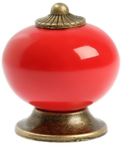 Ручка кнопка DOME Ceramics 003, керамическая, красная