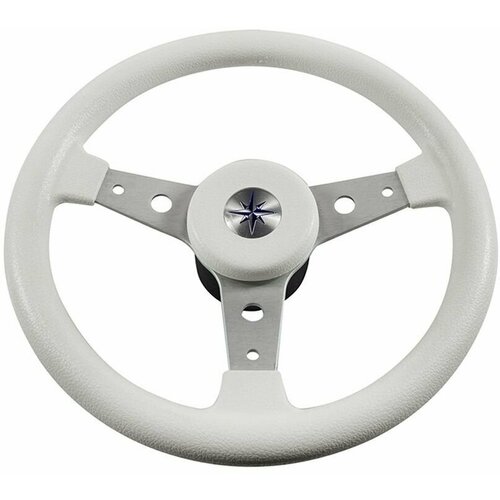 фото Колесо рулевое delfino 340 мм, обод белый, спицы серебрянные volanti luisi