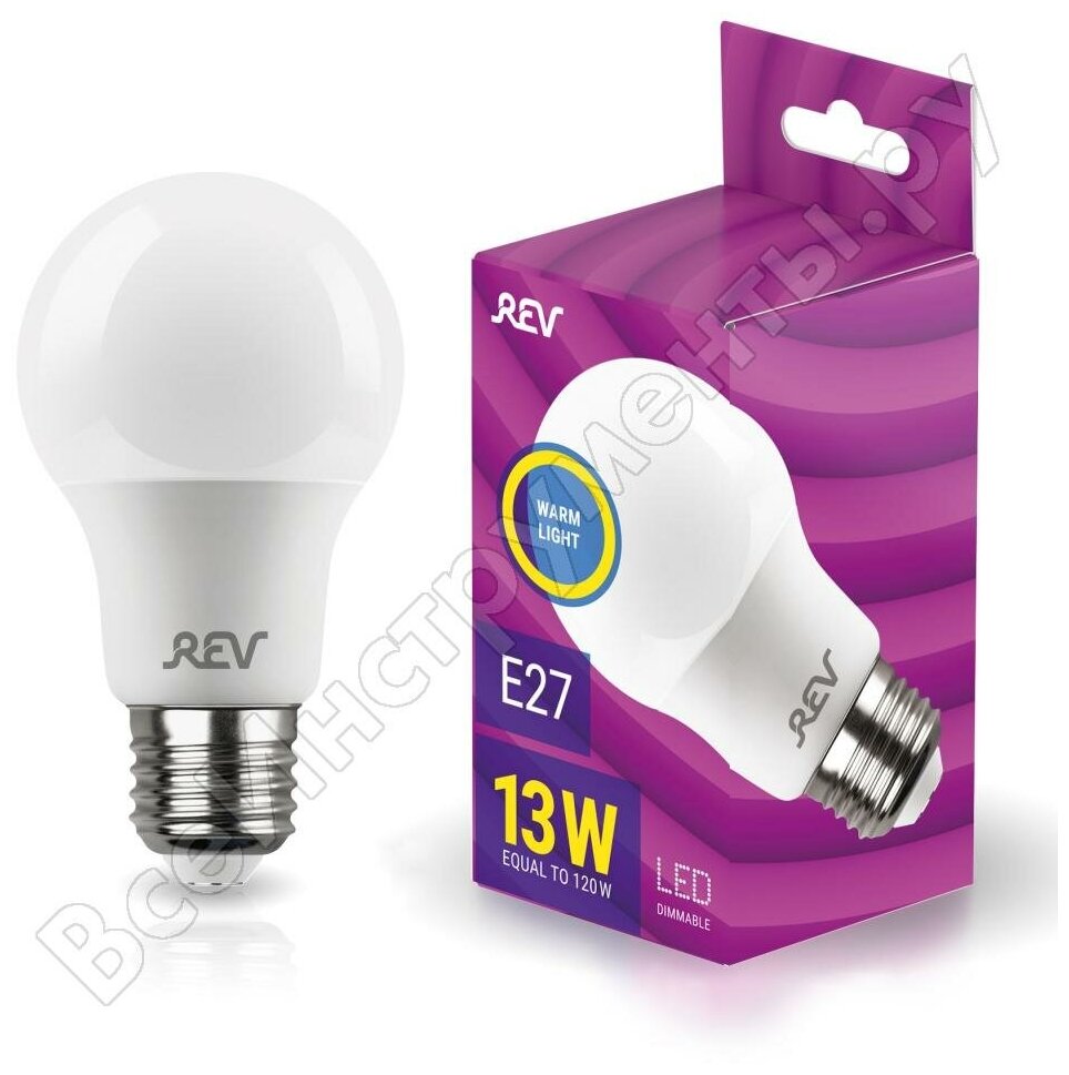 Светодиодная лампа REV PREMIUM DIMMABLE LED A60 Е27 13Вт, 1100Лм, 27000K