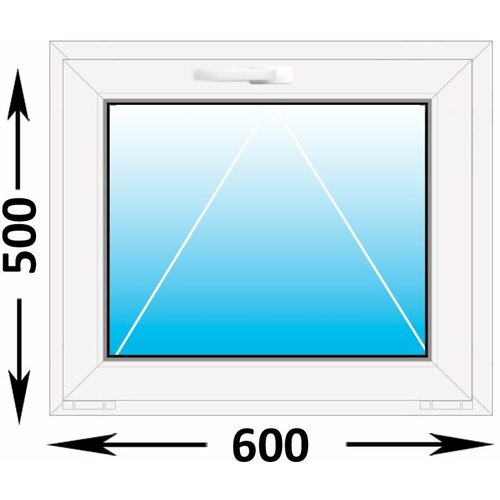 Пластиковое окно MELKE Lite 60 фрамуга 600x500, с двухкамерным стеклопакетом (ширина Х высота) (600Х500)