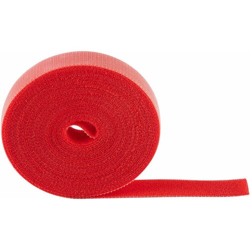 Лента липучка для крепления 5 метров универсальная, ширина ленты 15 мм цвет Красный