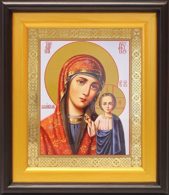 Казанская икона Божией Матери (лик № 090), в широком киоте 21,5*25 см
