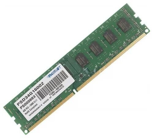 Память оперативная DDR3 4Gb Patriot 1600MHz CL11 (PSD34G16002)