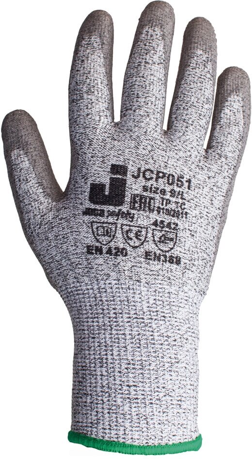 Промышленные трикотажные перчатки JCP051 (L) для защиты от порезов (5 класс) из синтетической пряжи с полиуретановым покрытием, - 1 пара
