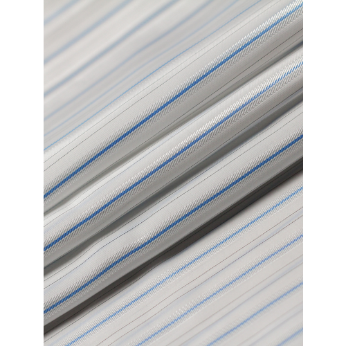 Ткань подкладочная бело-голубая MDC FABRICS S605, рукавная. Полиэстер, вискоза, для шитья, для верхней одежды. Отрез 1 метр.