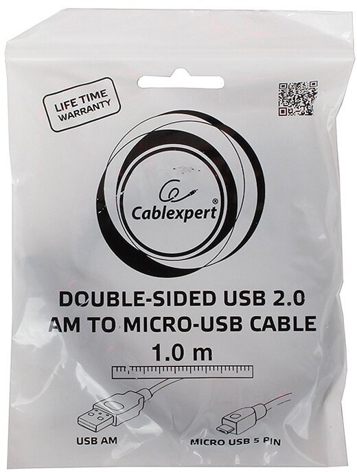 Кабель Cablexpert USB - microUSB (CC-mUSB2D-1M), 1 м, 1 шт., черный Gembird - фото №8