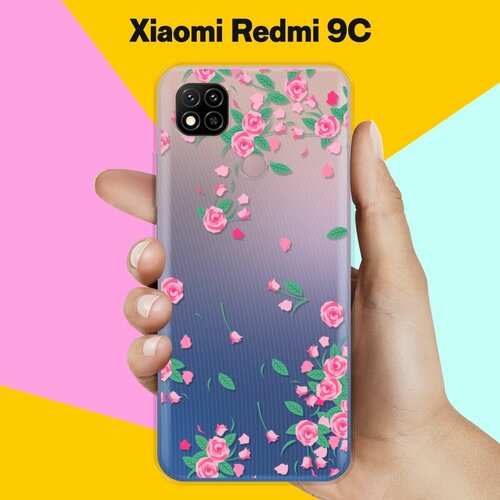 пластиковый чехол летние узоры 28 на xiaomi redmi 9c сяоми редми 9c Силиконовый чехол Розочки на Xiaomi Redmi 9C