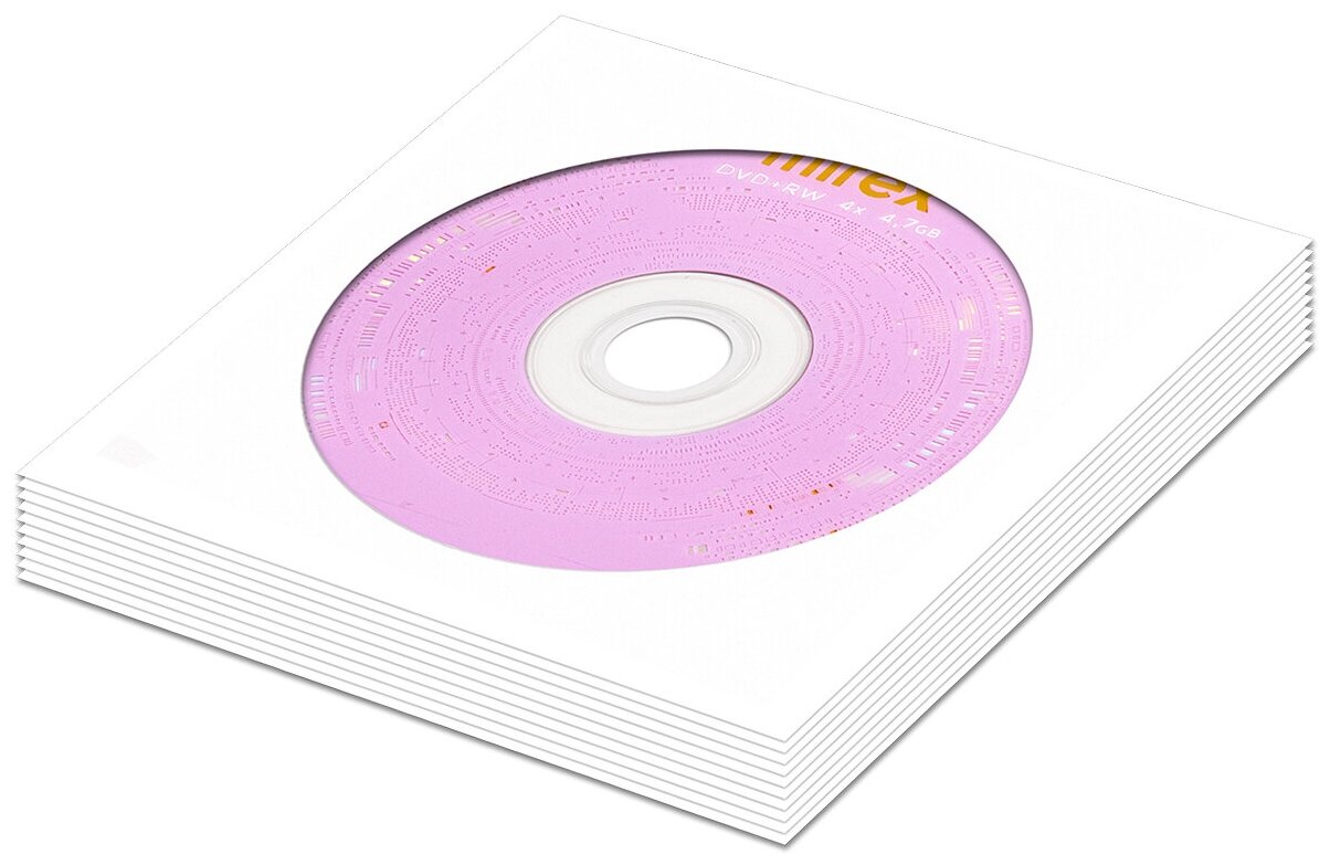 Перезаписываемый диск DVD+RW 47Gb 4x Mirex в бумажном конверте с окном