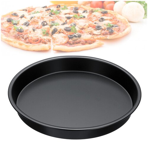 Форма для выпекания пиццы, коржей, антипригарное покрытие, черный, 23х3,5х23 см