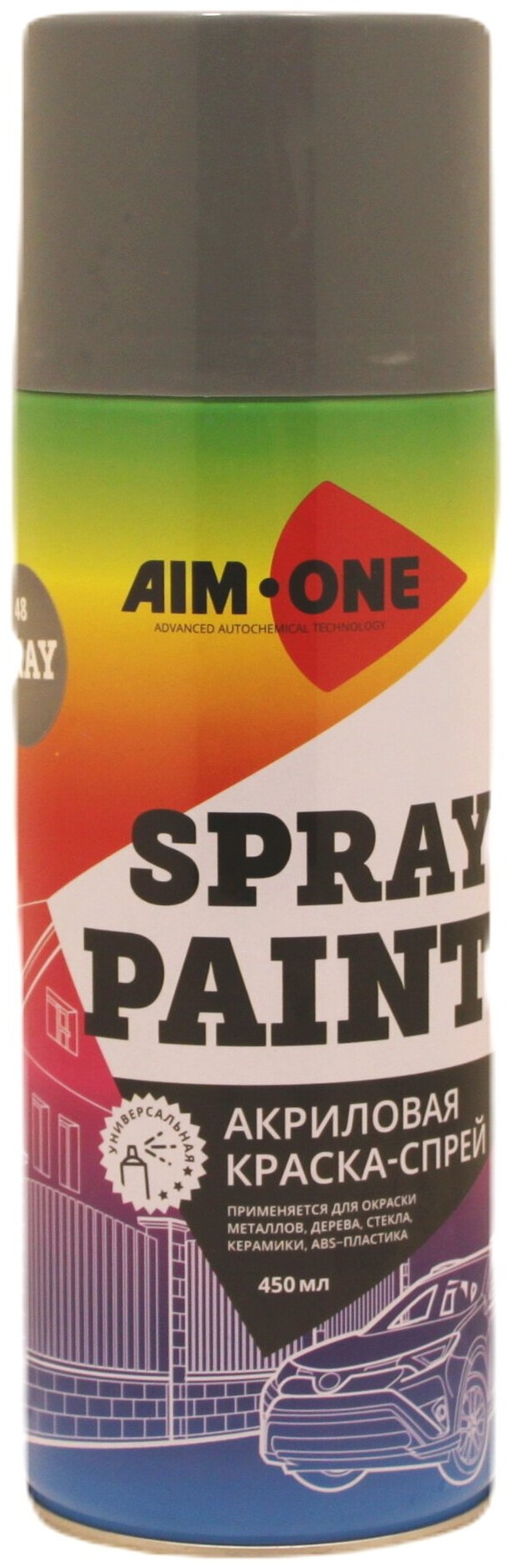 AIM-ONE Краска-спрей серая 450мл (аэрозоль). Spray paint gray SP-G48