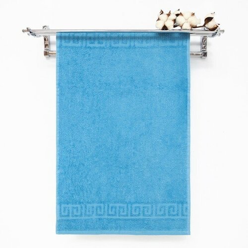 VS Текстиль Полотенце махровое с греческим бордюром 70х140 см, ALASKAN BLUE, хлопок 100%, 430г/м2