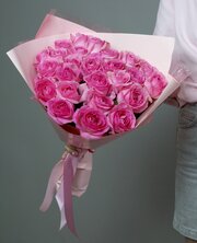 Розы розовые 23 штуки, "Селин"45 см Россия(большой бутон)