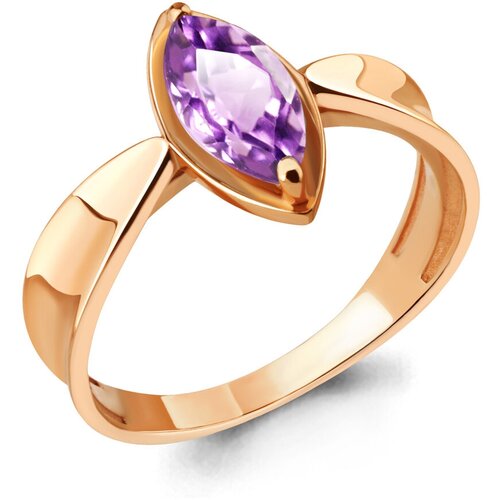 фото Кольцо diamant online, серебро, 925 проба, золочение, аметист, размер 17.5