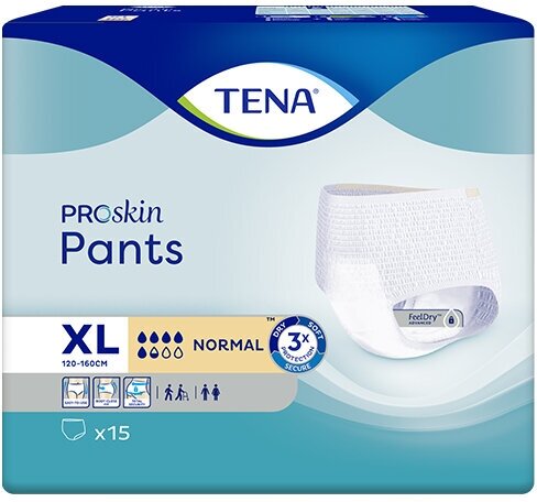 Подгузники-трусы Tena ProSkin Pants Normal Extra Large, объем талии 120-160 см, 15 шт.