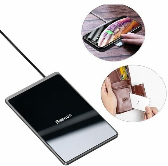 Беспроводное зарядное устройство Baseus Card Ultra-Thin Wireless Charger 15W + USB Cable 1m Black WX01B-01 - фото №19