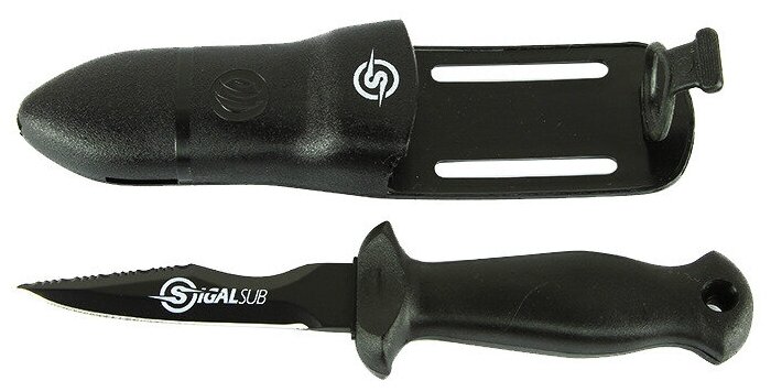 Нож для подводной охоты SIGALSUB MINI STILETTO BLACK, длина 19,5 см