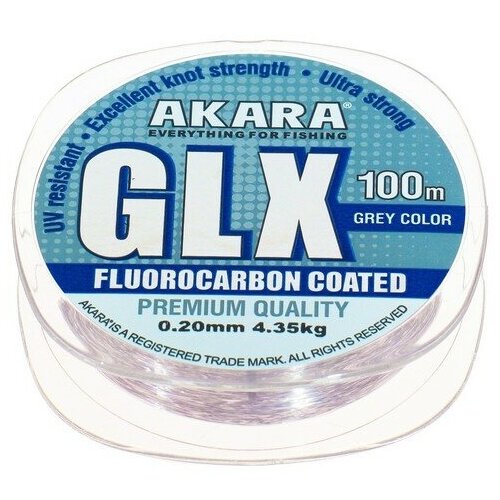 Леска Akara GLX Premium Grey, диаметр 0.2 мм, тест 4.35 кг, 100 м, серая