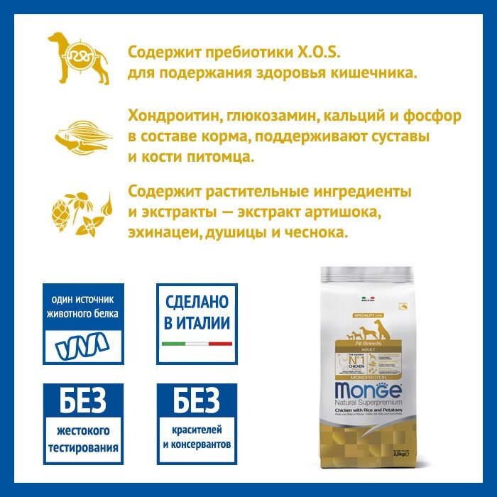 Monge (Монж) Dog Speciality Line All Breeds Adult Chiken, Rice&Potatoes ...