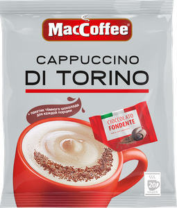 Растворимый кофе MacCoffee Cappuccino di Torino, с шоколадной крошкой, в пакетиках, 20 шт