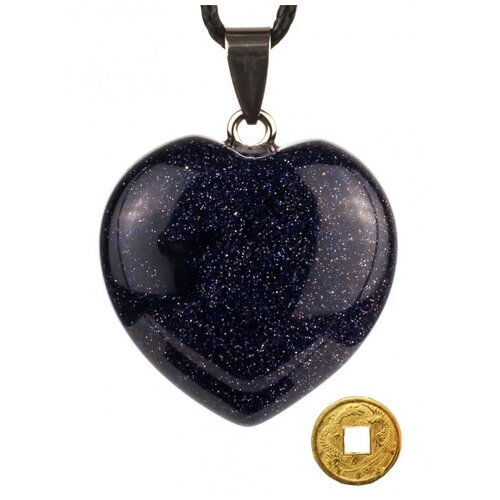 Талисман сердечко камень Черный агат - оберег от злых сил для взрослых и детей 2см-2см + монета 