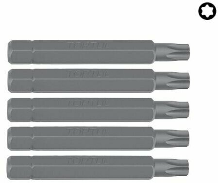 Биты для шуруповерта 10мм L75мм звездочка TORX T40 профессиональные FSEB1240 TOPTUL (5 штук)