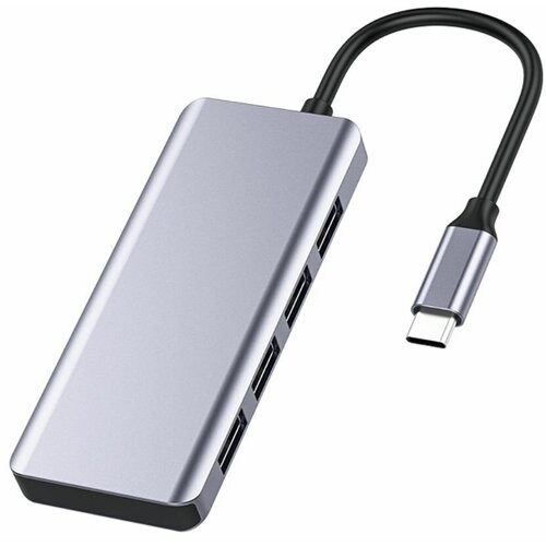 Хаб Recci RH06 5 в 1 Type-C to 4xUSB3.0 + Micro-USB, серый usb хаб 5 в 1 recci rh16