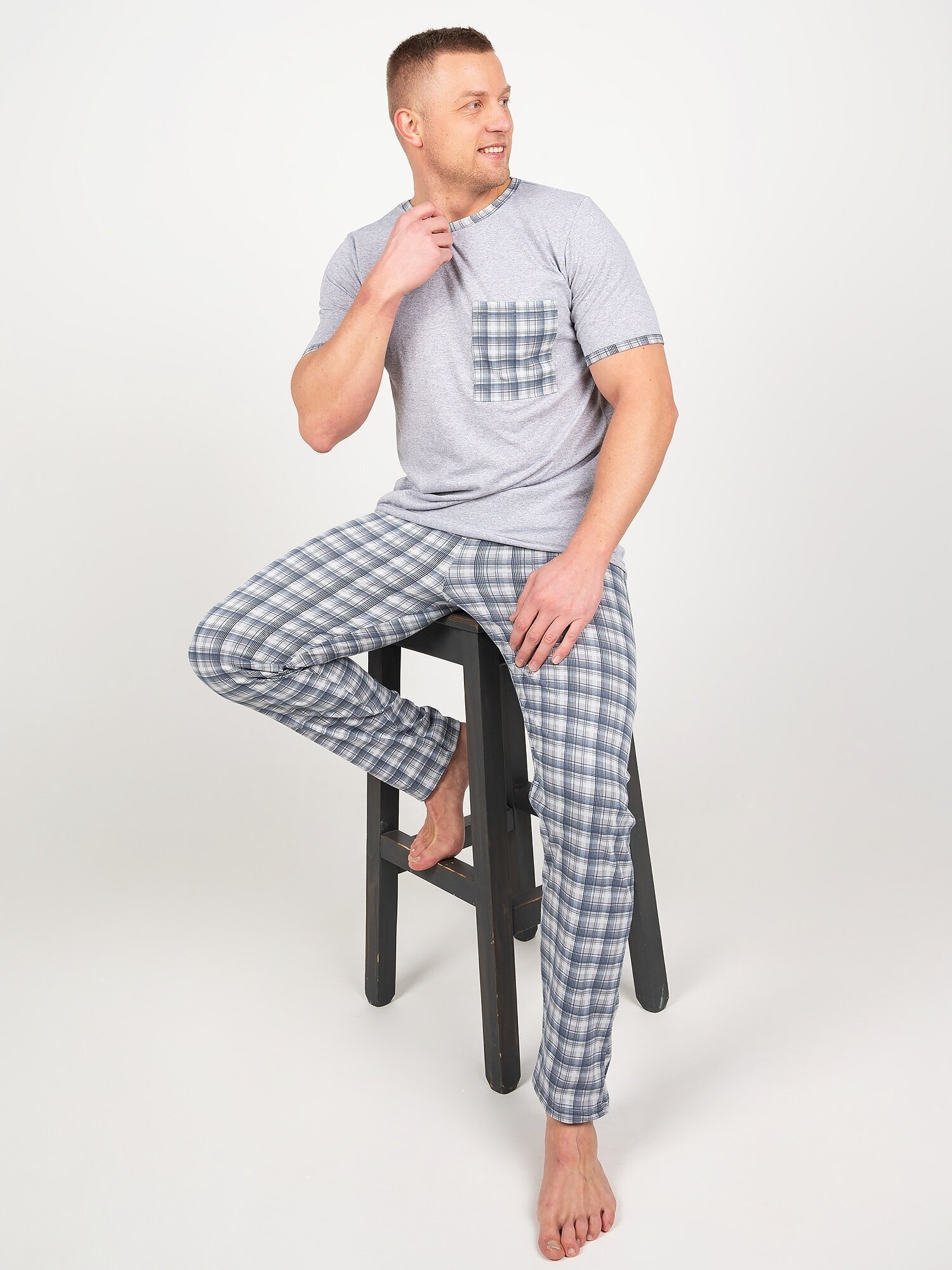 Пижама мужская, Ивелена, серая, 58 размер - фотография № 5