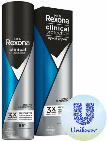 Антиперспирант аэрозоль REXONA Men Clinical Protection Защита и Свежесть, 150 мл