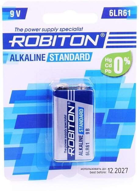 Батарейки алкалиновые ROBITON STANDARD 6LR61 9V BL1