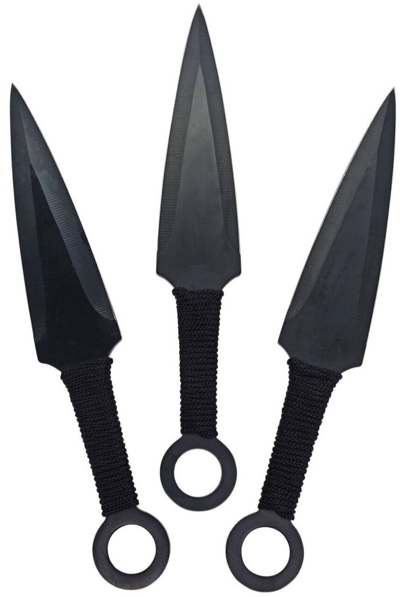 Нож кунай черный в обмотке 23 см (набор 3 штуки в чехле)