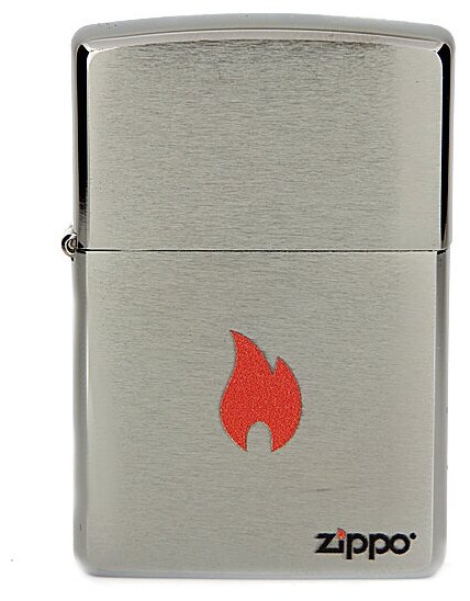 Оригинальная бензиновая зажигалка ZIPPO 200 FLAME с покрытием Brushed Chrome - Пламя
