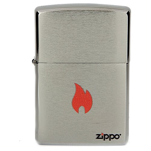 Оригинальная бензиновая зажигалка ZIPPO 200 FLAME с покрытием Brushed Chrome - Пламя