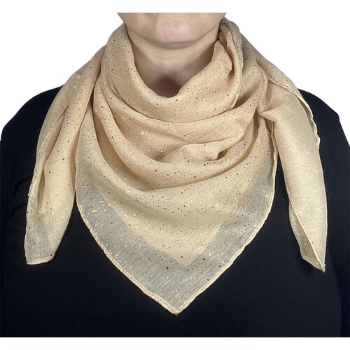 фото Платок lili scarf, хлопок, 90х90 см, бежевый, коричневый