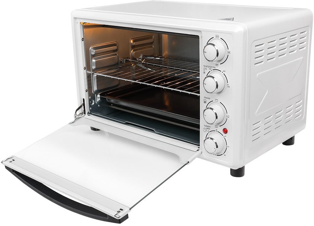 Мини-печь NORDFROST RC 350 W , настольная духовка, 1600 Вт, 35л, конвекция, гриль, таймер до 120 минут, 3 режима нагрева,белый - фотография № 4