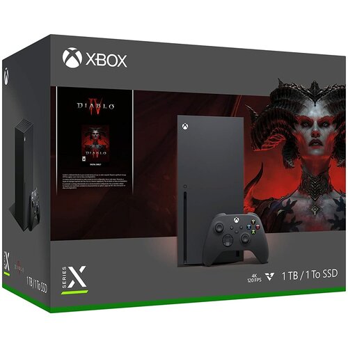 Игровая приставка Microsoft Xbox Series X 1000 ГБ SSD, черный + Diablo IV игровая приставка microsoft xbox series x fifa 22