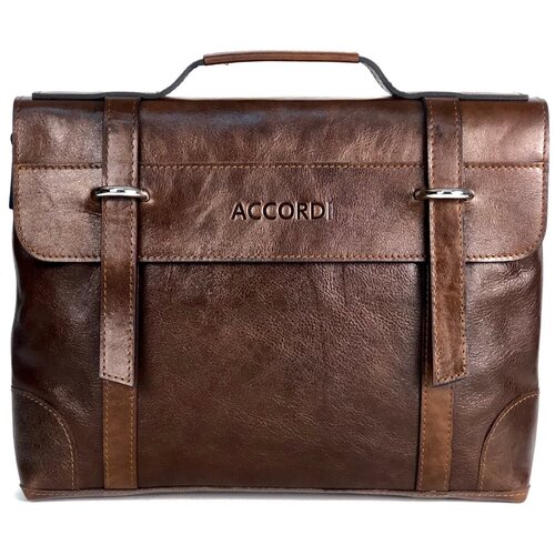 accordi саквояж accordi explorer dark brown Портфель Accordi, фактура гладкая, коричневый