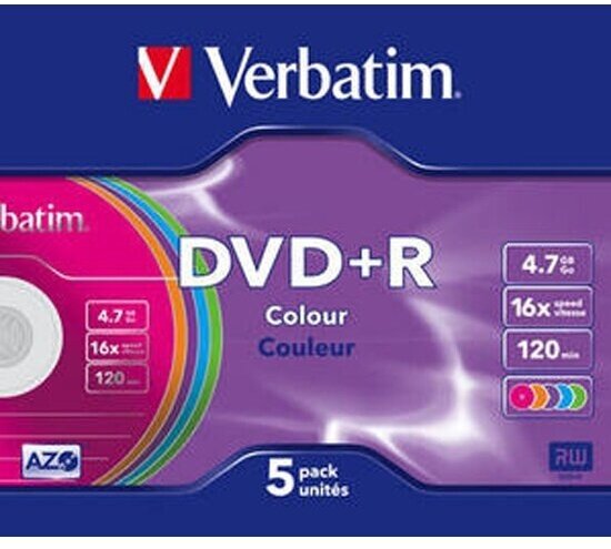 Диск Verbatim DVD+R 4.7GB 16x SL/5 Color