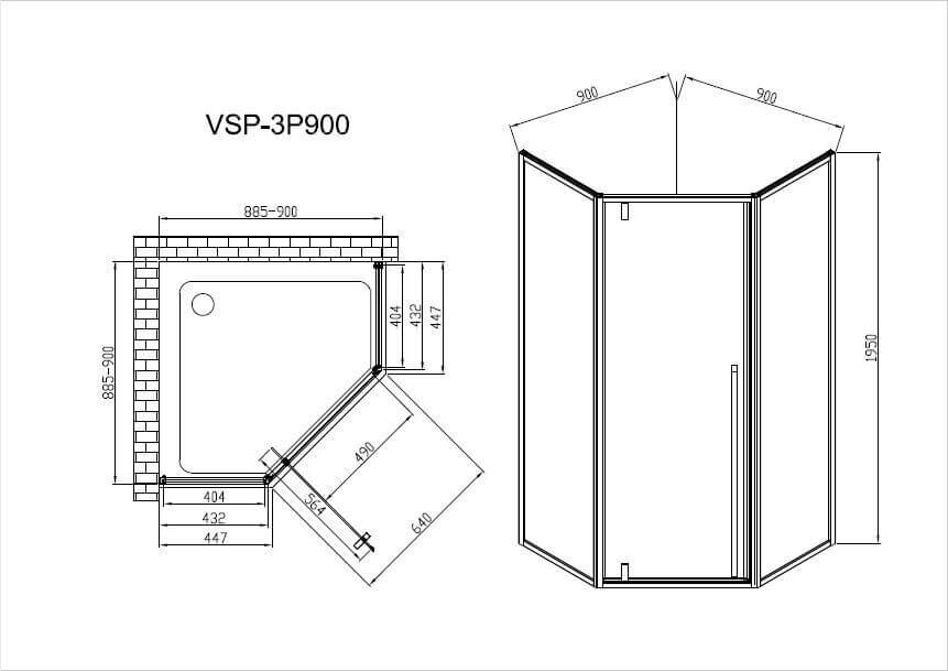Душевой уголок Vincea Penta VSP-3P900CLB, 900*900, черный, стекло прозрачное - фотография № 8